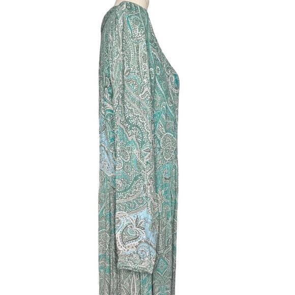 Soft Surroundings Aqua Scroll Design Button Up Dress Adair Dress Size L… - Picture 5 of 14